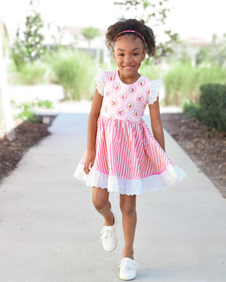 Strawberry Stripe Dress and Bloomer Set