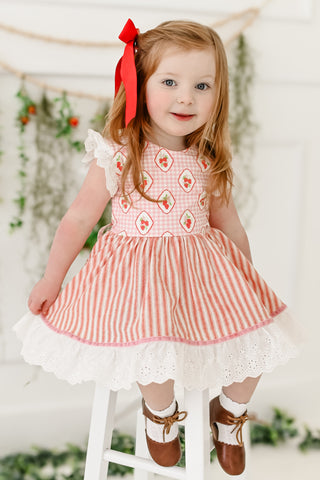 Strawberry Stripe Dress and Bloomer Set