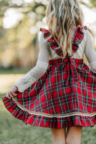 Christmas Tartan Skirted Romper/Pinafore