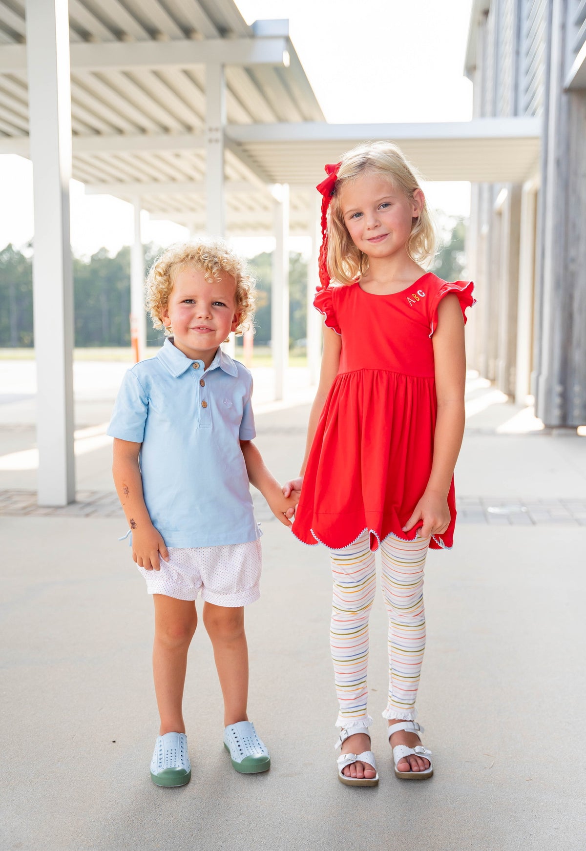 Red ABC Scallop Tunic Set