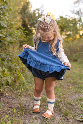 Vintage Blue Romper/Pinafore