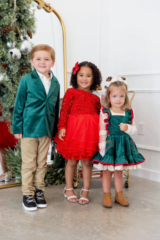 Evergreen Velvet Jacket and Bow Tie Set