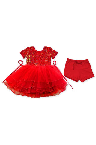 Sparkle in Red Dress and Bloomer Set