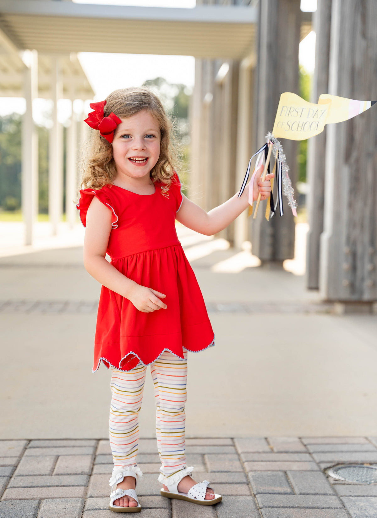 Red ABC Scallop Tunic Set