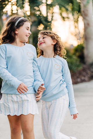 Girls Blue Heart Sweatshirt