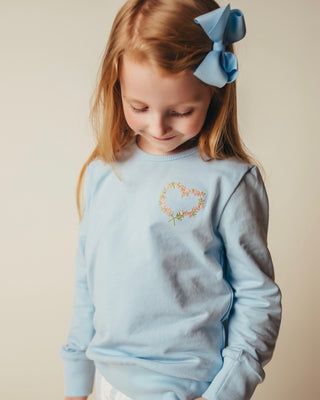 Girls Blue Heart Sweatshirt