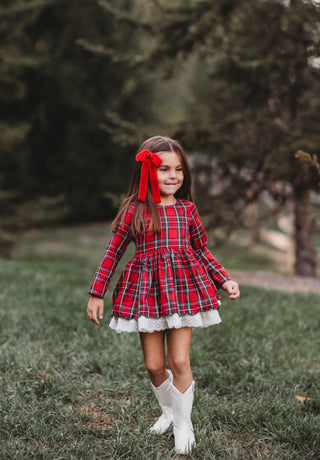 Christmas Tartan Dress & Bloomer Set (*Size up*)