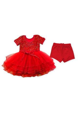 Sparkle in Red Dress and Bloomer Set