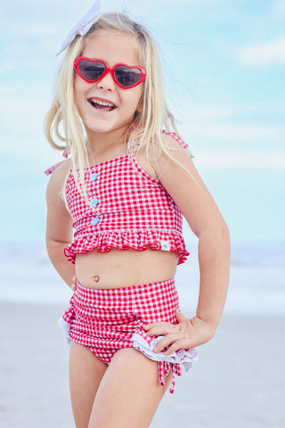 Red Gingham High Waisted Bikini