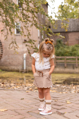 Brown Gingham Athletic Skort