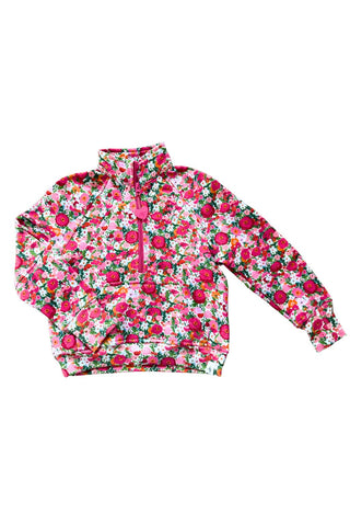 Girls Fuchsia Bloom Half Zip