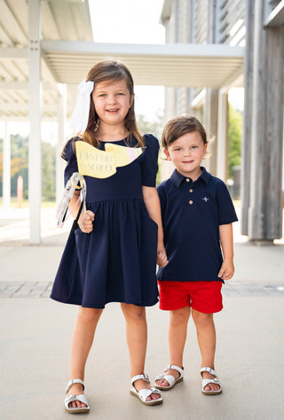 Navy Dress & Bloomer Set