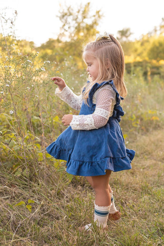 Vintage Blue Romper/Pinafore