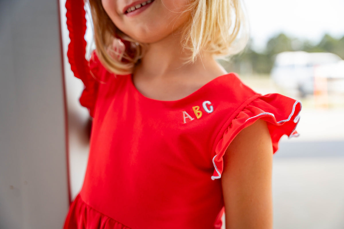 Red ABC Scallop Tunic Set