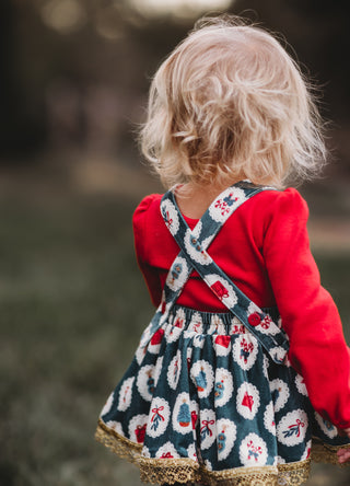 Holiday Joy Velvet Skirted Romper Set (*Size up*)