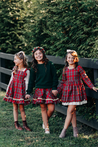 Christmas Tartan Dress & Bloomer Set (*Size up*)