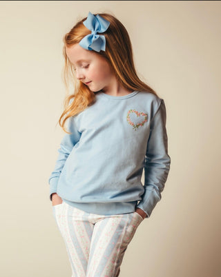 Girls Blue Heart Sweatshirt