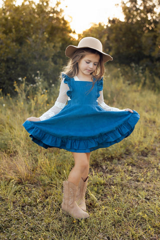 Vintage Blue Romper/Pinafore