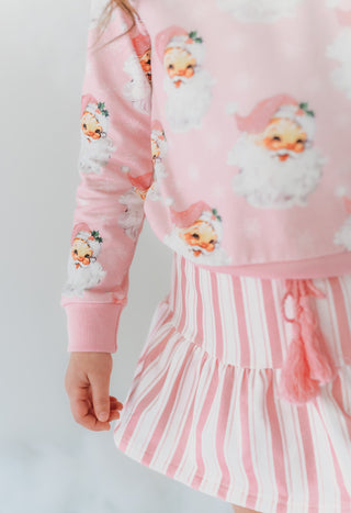 Pink Retro Santa Sweatshirt Set