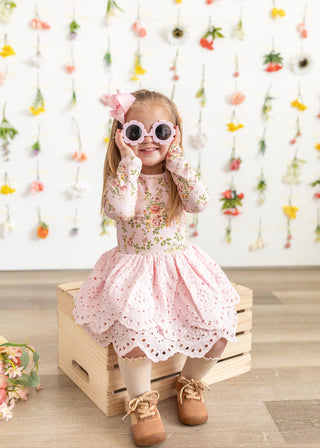 Sweetheart Floral Lace Dress and Bloomer Set