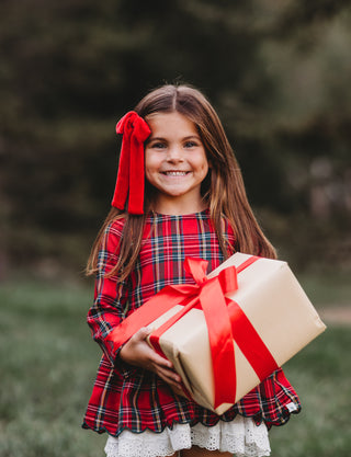 Christmas Tartan Dress & Bloomer Set (*Size up*)