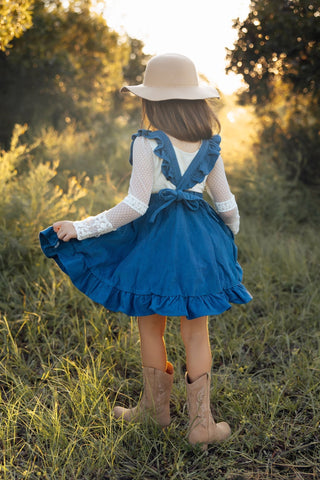 Vintage Blue Romper/Pinafore