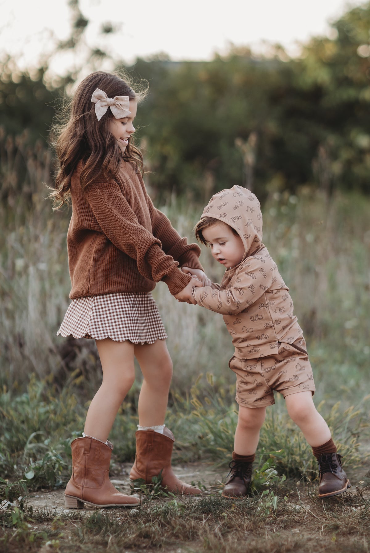 Brown Gingham Athletic Skort