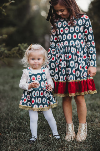 Holiday Joy Velvet Skirted Romper Set (*Size up*)