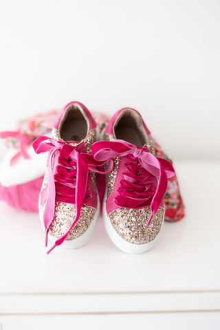 Fuchsia Glitter Sneakers