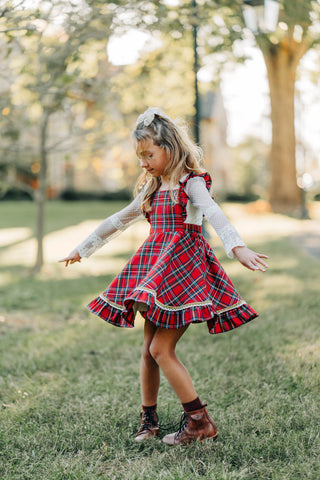 Christmas Tartan Skirted Romper/Pinafore