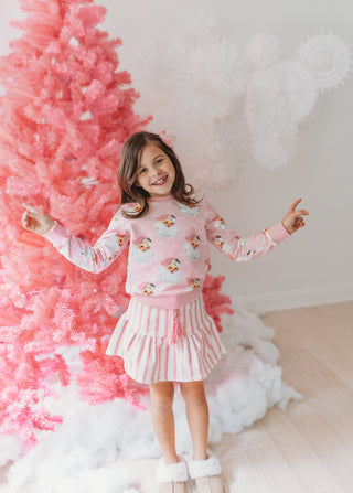 Pink Retro Santa Sweatshirt Set