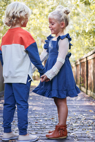 Vintage Blue Romper/Pinafore