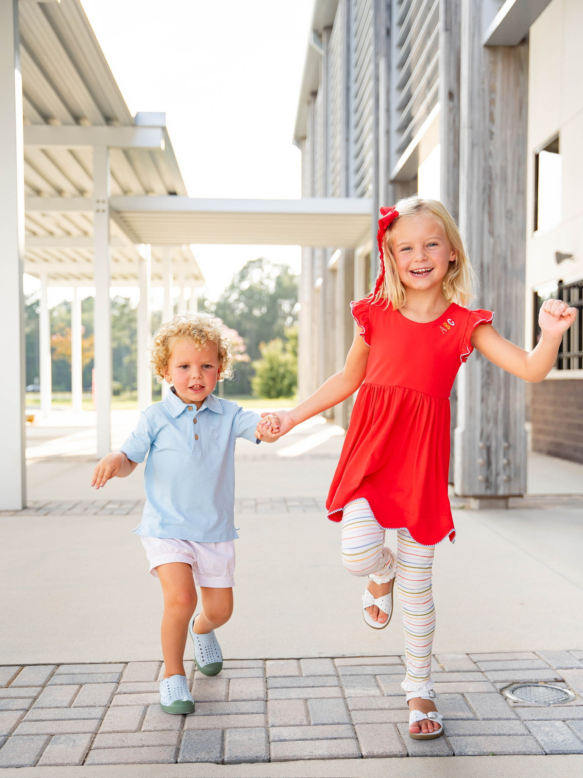 Red ABC Scallop Tunic Set