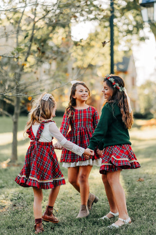 Christmas Tartan Skirted Romper/Pinafore