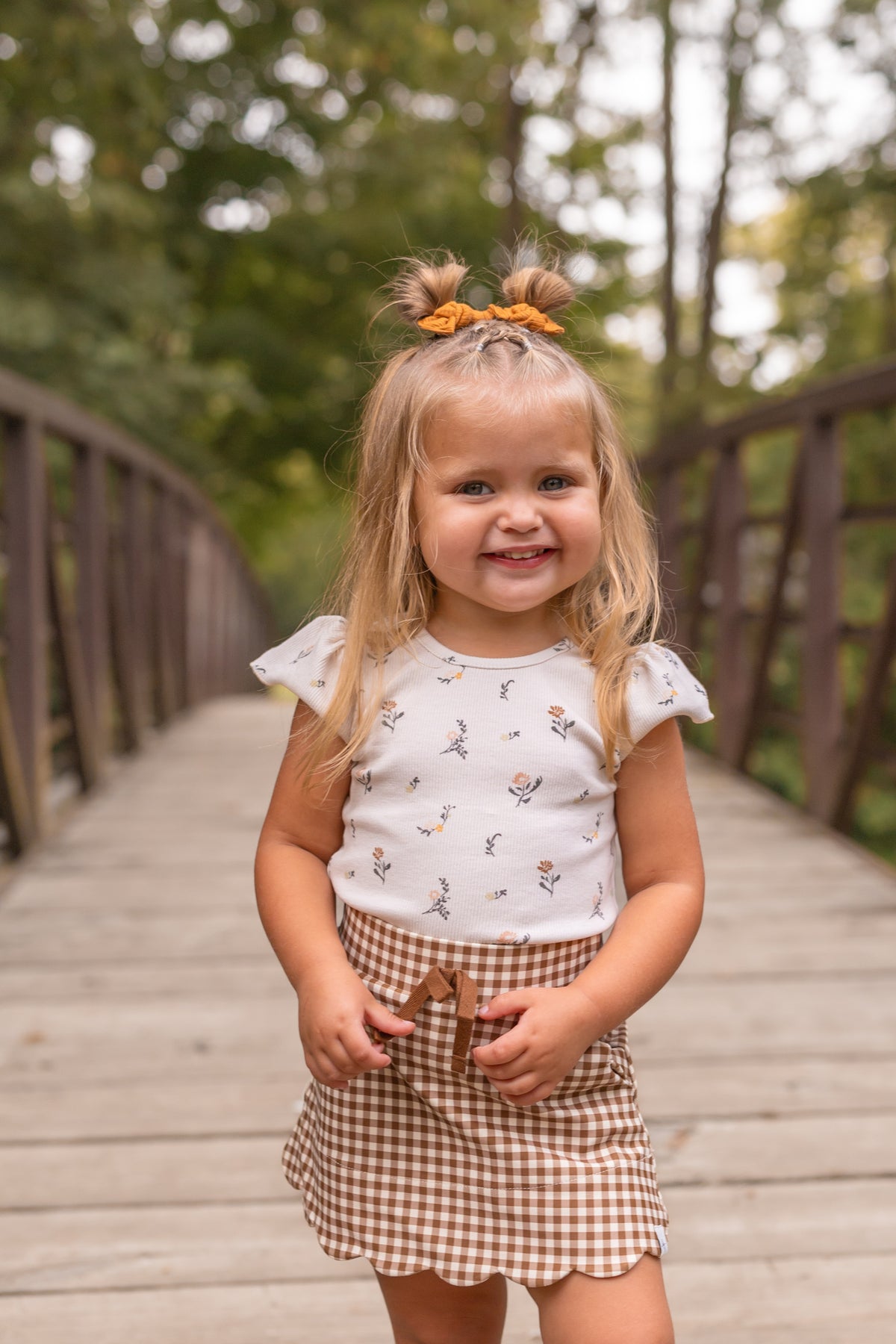 Brown Gingham Athletic Skort