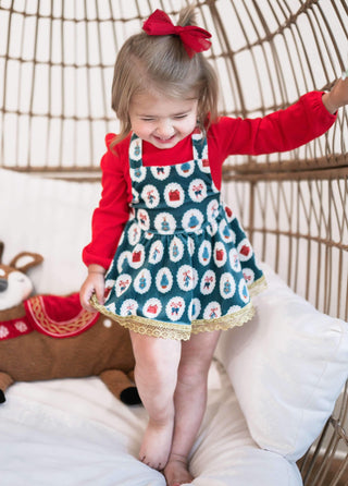 Holiday Joy Velvet Skirted Romper Set (*Size up*)