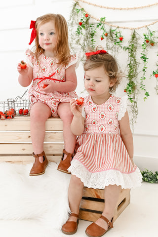 Strawberry Stripe Dress and Bloomer Set