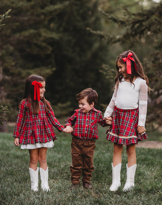 Christmas Tartan Dress & Bloomer Set (*Size up*)