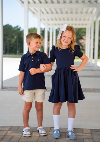 Navy Dress & Bloomer Set