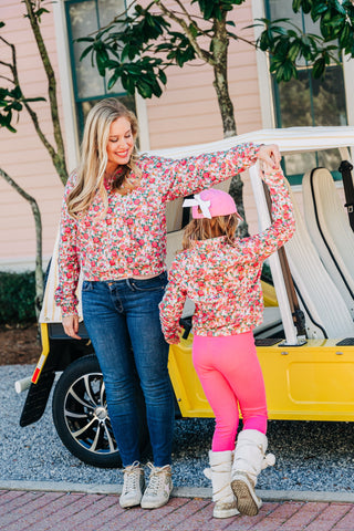 Girls Fuchsia Bloom Half Zip