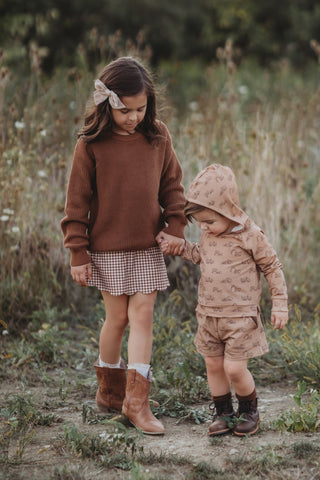 Brown Gingham Athletic Skort