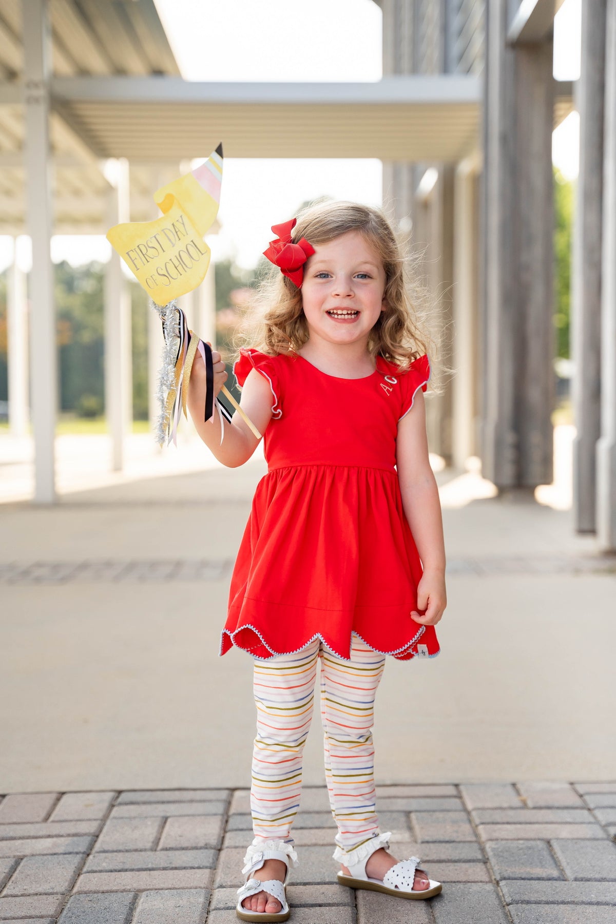 Red ABC Scallop Tunic Set