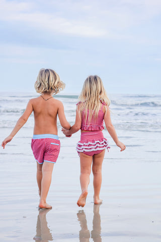 Red Gingham High Waisted Bikini