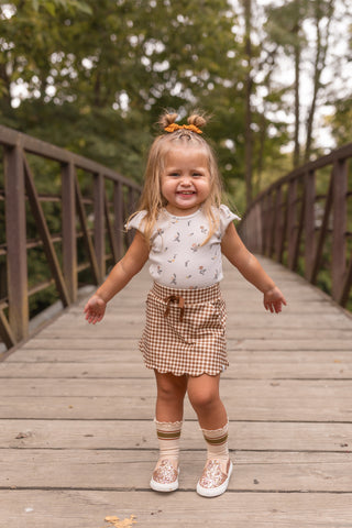 Brown Gingham Athletic Skort