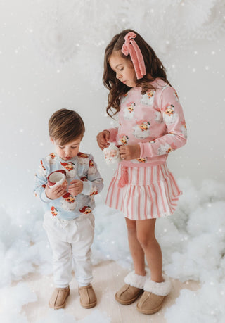 Pink Retro Santa Sweatshirt Set