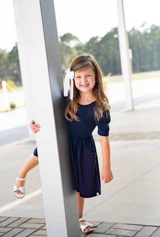 Navy Dress & Bloomer Set