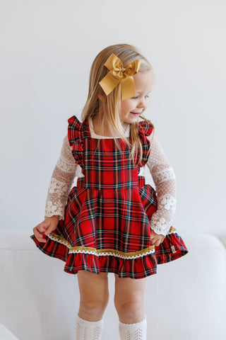 Christmas Tartan Skirted Romper/Pinafore