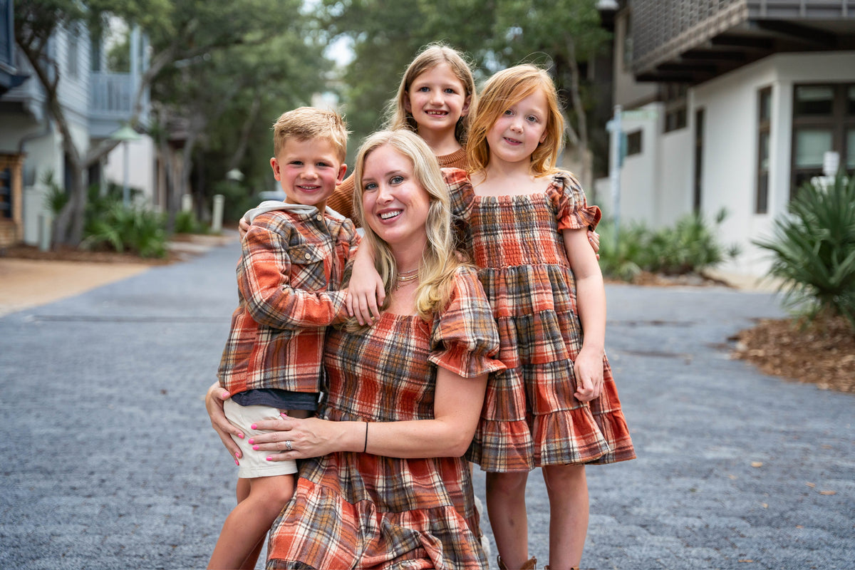 Girls Fall Plaid Tiered Dress