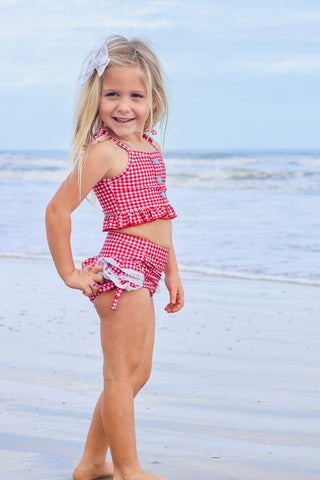 Red Gingham High Waisted Bikini