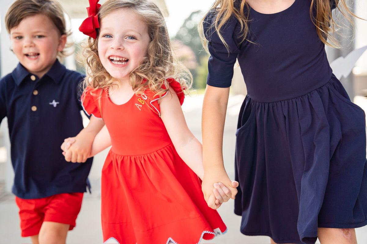 Red ABC Scallop Tunic Set